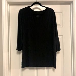 Black Flowy 3/4 Sleeve Top
